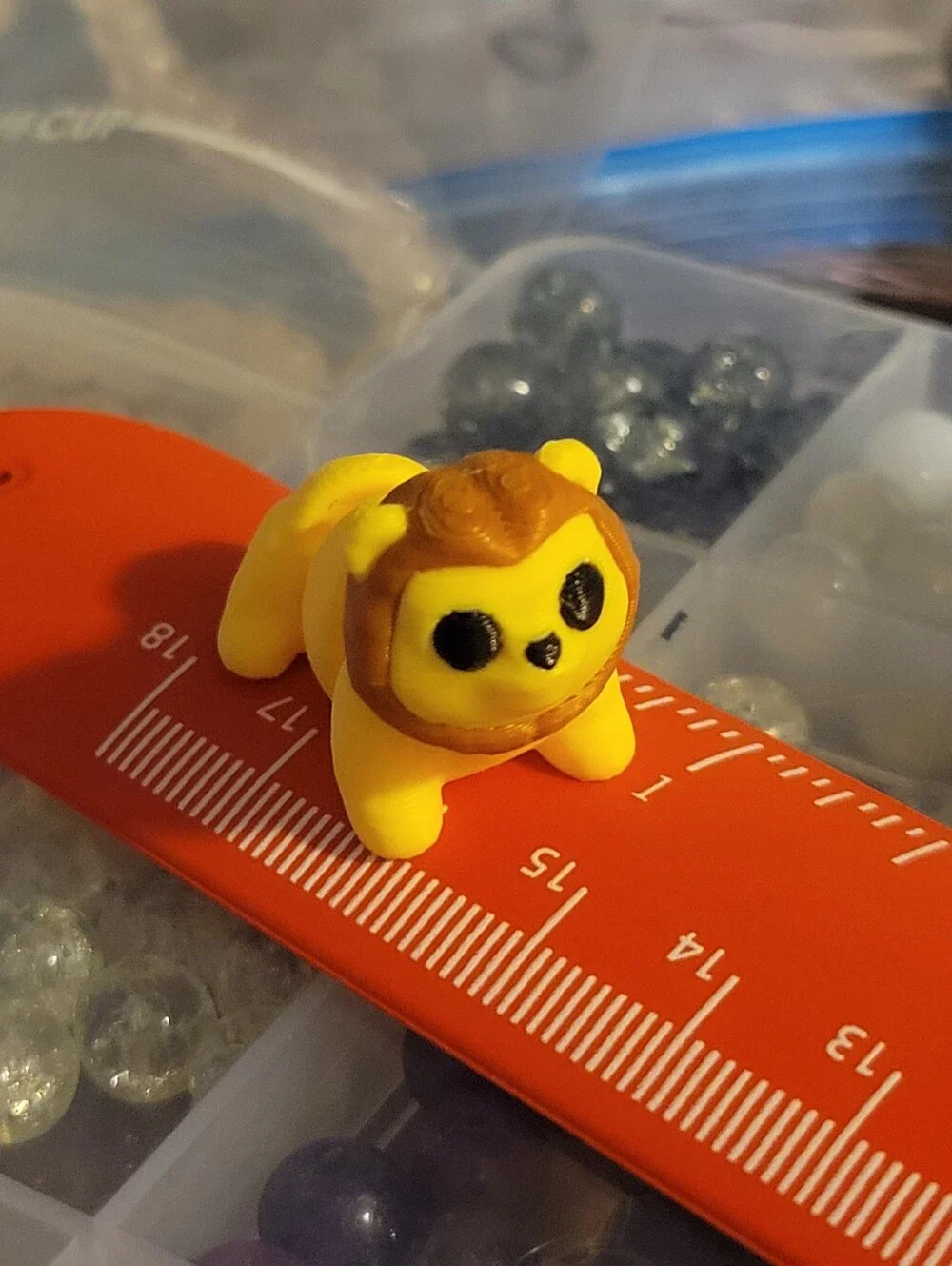Small 3D-Printed Yellow Lion W/ Brown Mane Fidget Toy, Bundle Add-On Only